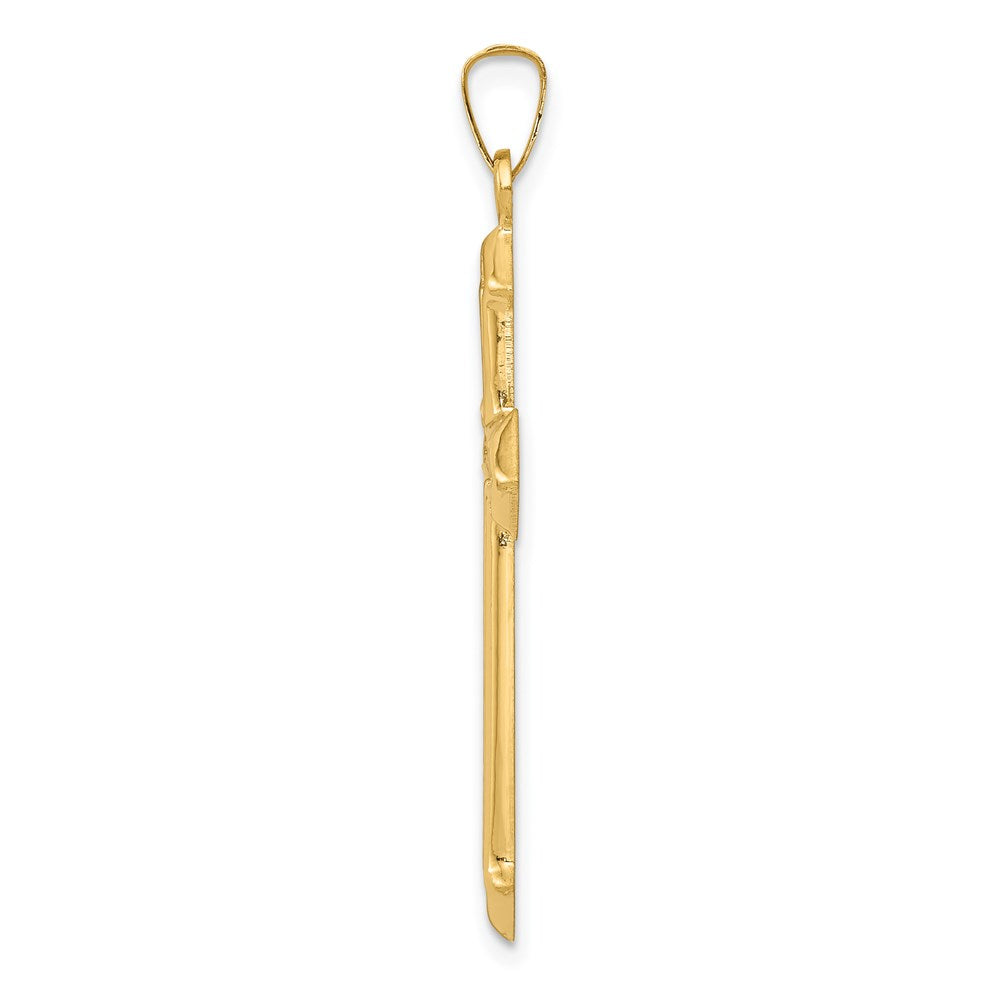FJC Finejewelers 14 kt Yellow Gold Polished and Textured Passion Cross Charm 38 x 21 mm