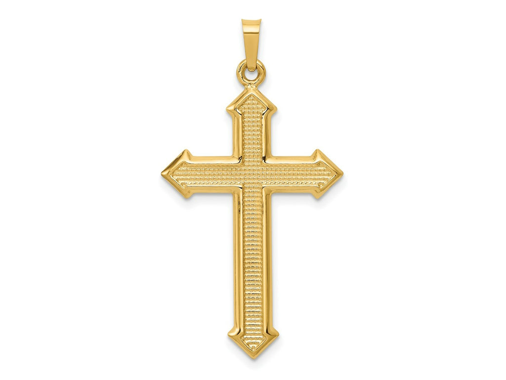 FJC Finejewelers 14 kt Yellow Gold Polished and Textured Passion Cross Charm 38 x 21 mm
