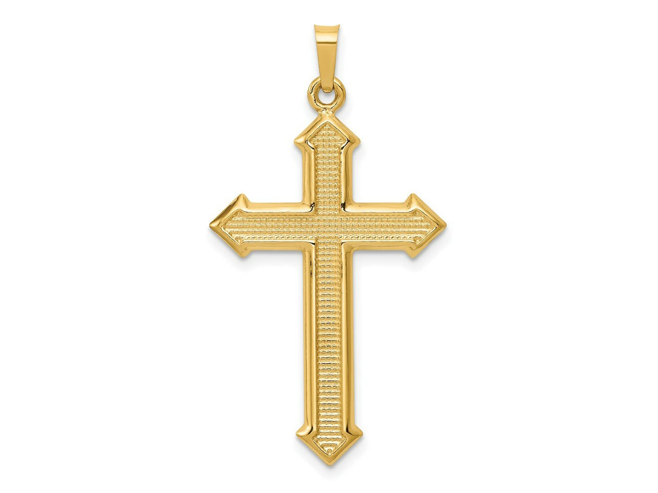 FJC Finejewelers 14 kt Yellow Gold Polished and Textured Passion Cross Charm 38 x 21 mm