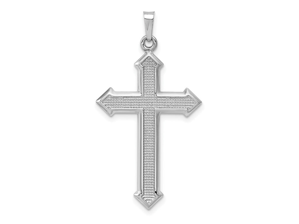 FJC Finejewelers 14 kt White Gold Polished and Textured Cross Charm 38 mm x 21 mm