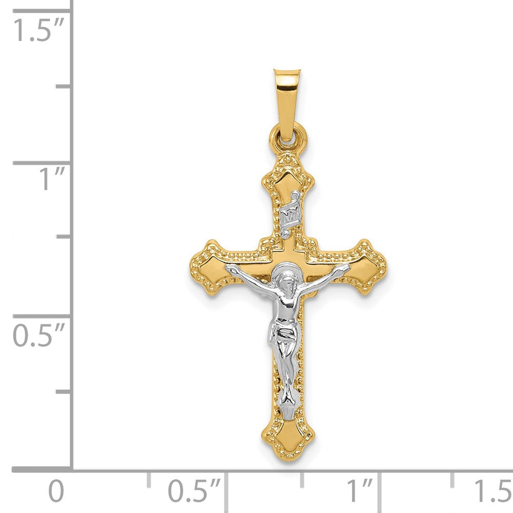 FJC Finejewelers 14 kt Two Tone Gold Polished INRI Crucifix Charm 32 x 16 mm
