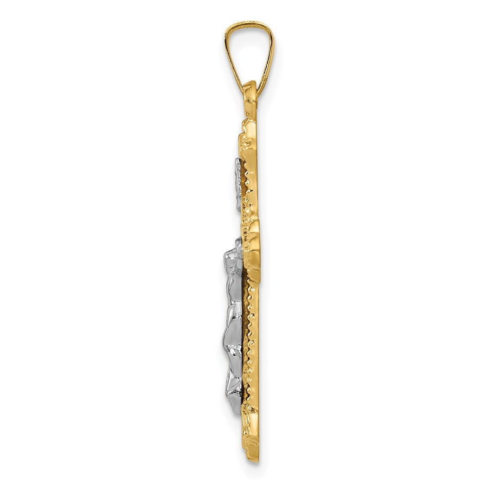 FJC Finejewelers 14 kt Two Tone Gold Polished INRI Crucifix Charm 32 x 16 mm