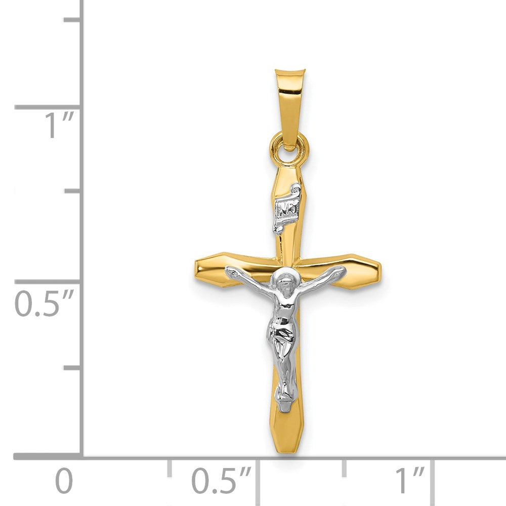 FJC Finejewelers 14 kt Two Tone Gold Polished INRI Crucifix Charm 28 x 14 mm