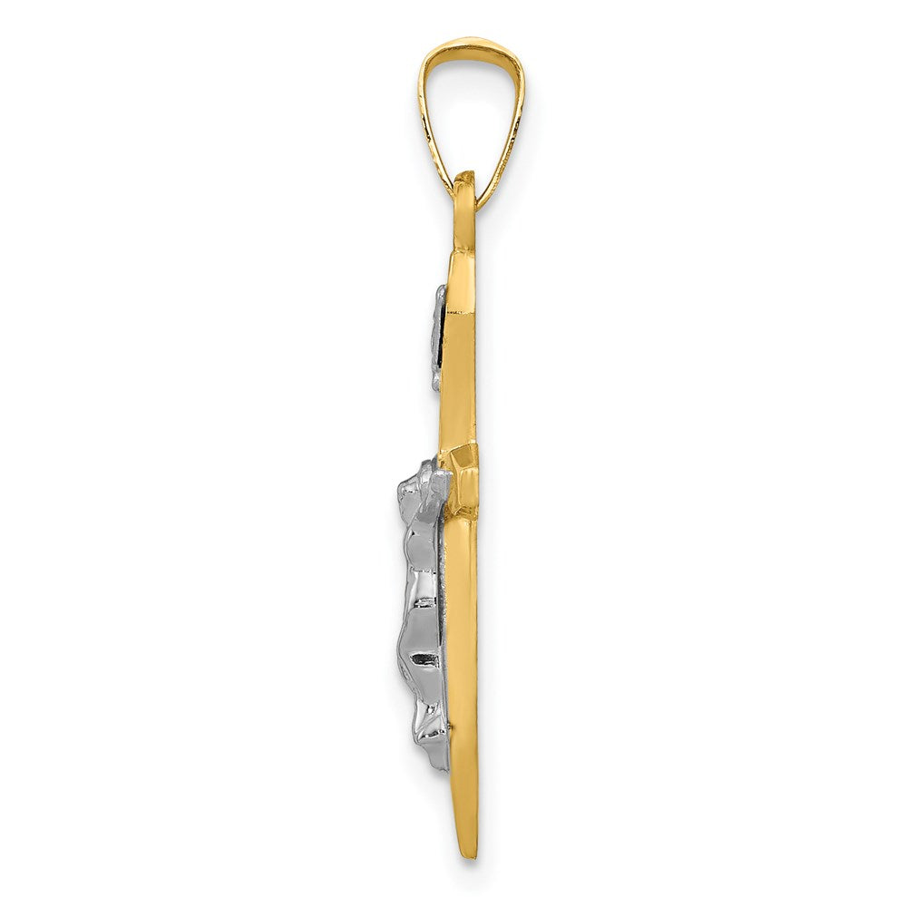 FJC Finejewelers 14 kt Two Tone Gold Polished INRI Crucifix Charm 28 x 14 mm