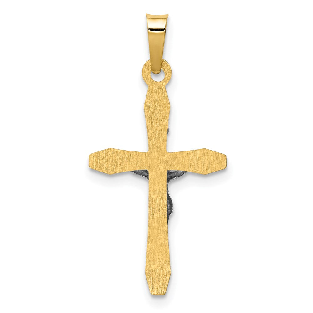 FJC Finejewelers 14 kt Two Tone Gold Polished INRI Crucifix Charm 28 x 14 mm