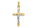 FJC Finejewelers 14 kt Two Tone Gold Polished INRI Crucifix Charm 28 x 14 mm