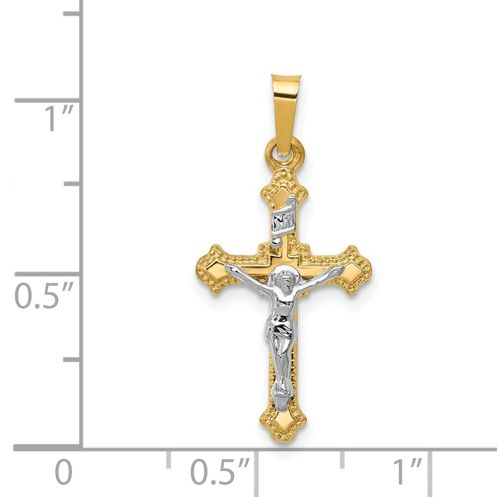 FJC Finejewelers 14 kt Two Tone Gold Polished INRI Crucifix Charm 27 x 13 mm