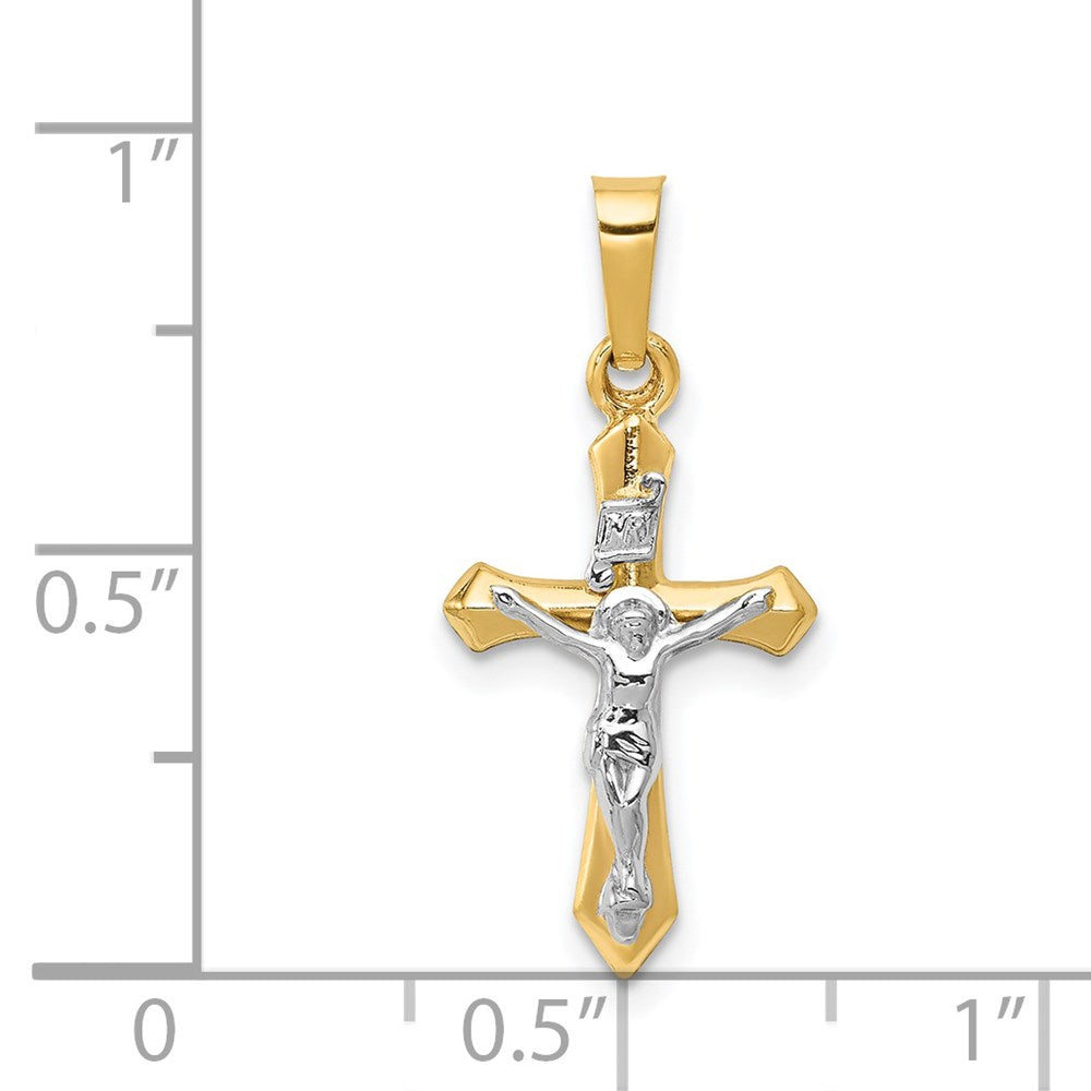 FJC Finejewelers 14 kt Two Tone Gold Polished INRI Crucifix Charm 24 x 11 mm
