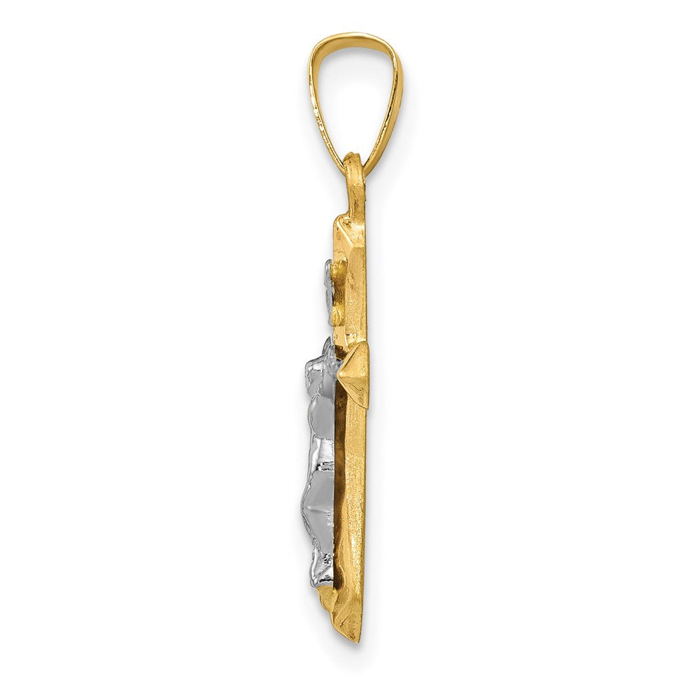 FJC Finejewelers 14 kt Two Tone Gold Polished INRI Crucifix Charm 24 x 11 mm