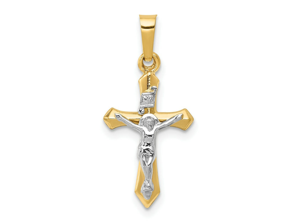 FJC Finejewelers 14 kt Two Tone Gold Polished INRI Crucifix Charm 24 x 11 mm