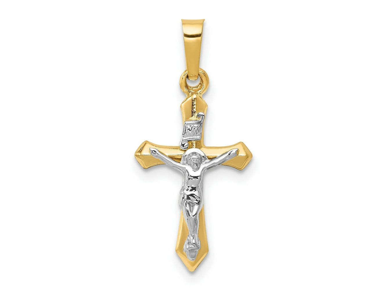 FJC Finejewelers 14 kt Two Tone Gold Polished INRI Crucifix Charm 24 x 11 mm