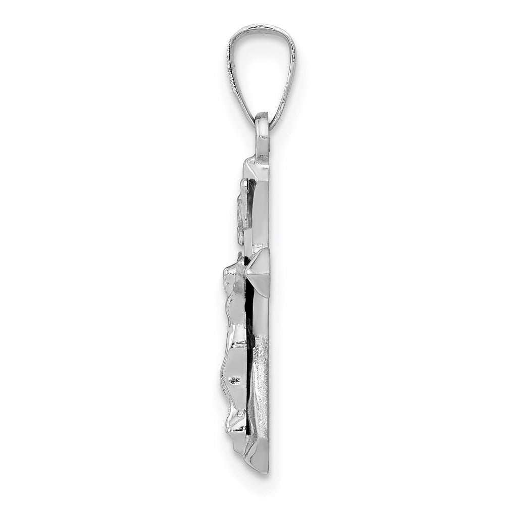 FJC Finejewelers 14 kt White Gold Polished INRI Crucifix Cross Charm 24 mm x 11 mm