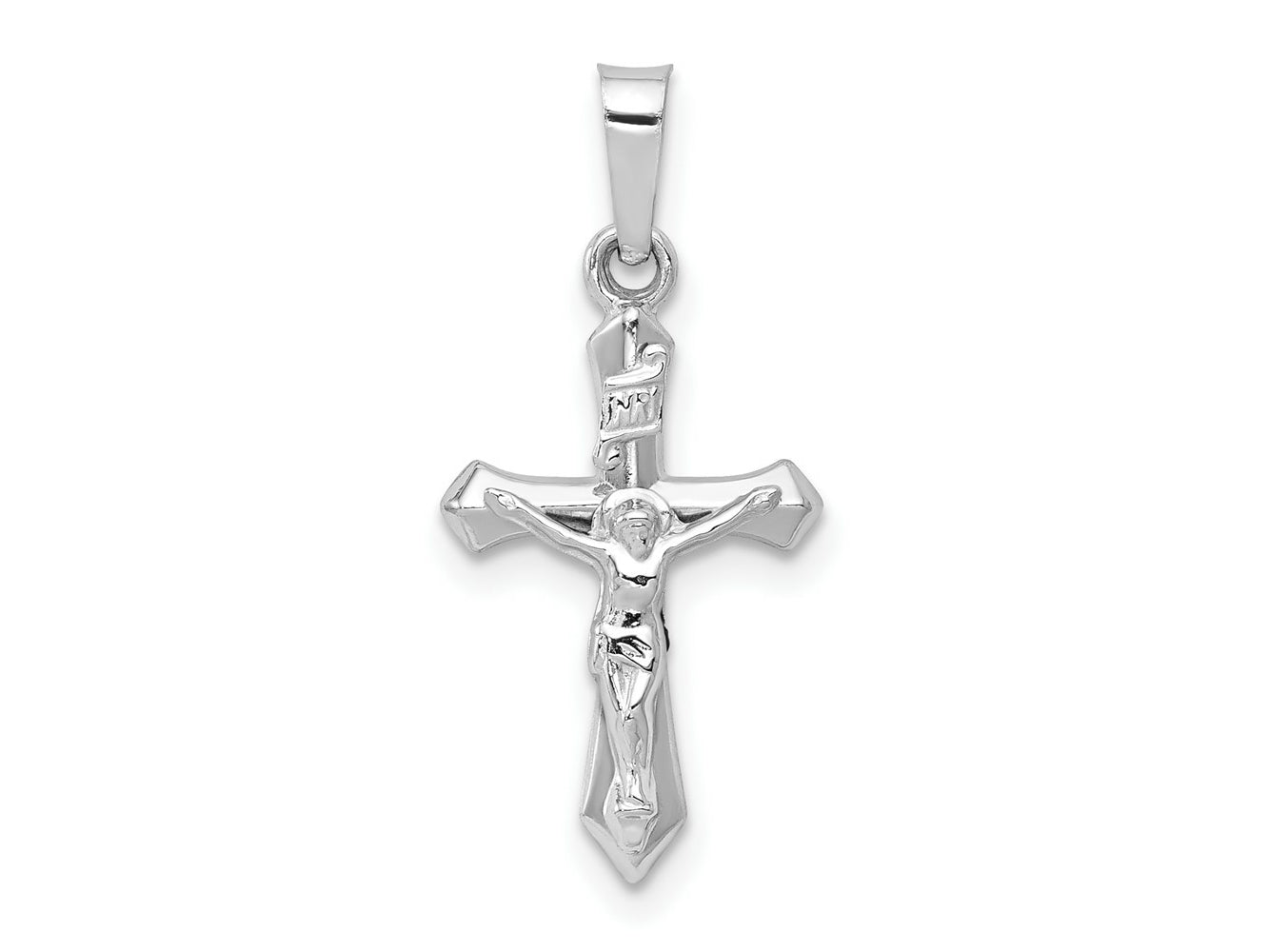 FJC Finejewelers 14 kt White Gold Polished INRI Crucifix Cross Charm 24 mm x 11 mm