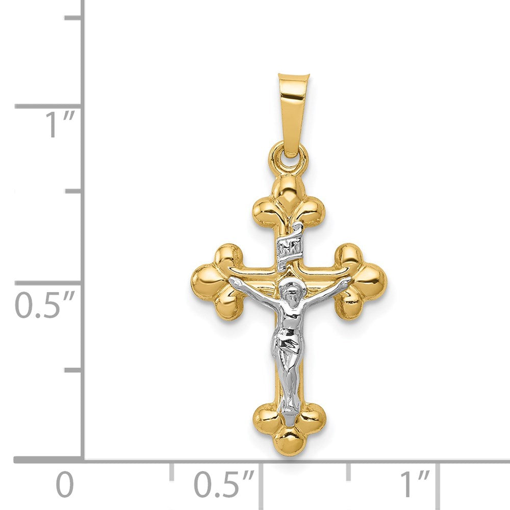 FJC Finejewelers 14 kt Two Tone Gold Polished Budded INRI Crucifix Charm 27 x 14 mm