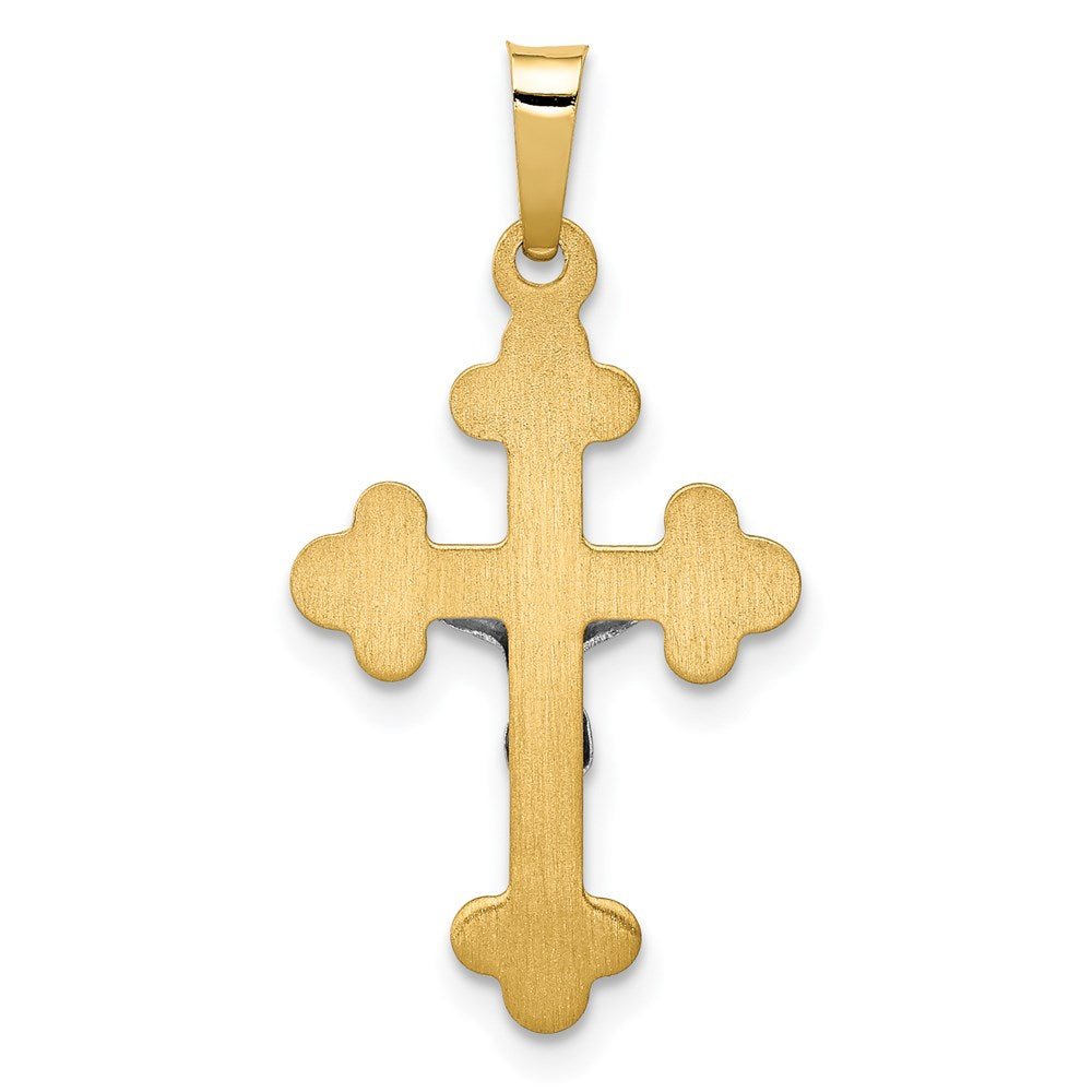 FJC Finejewelers 14 kt Two Tone Gold Polished Budded INRI Crucifix Charm 27 x 14 mm