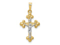 FJC Finejewelers 14 kt Two Tone Gold Polished Budded INRI Crucifix Charm 27 x 14 mm