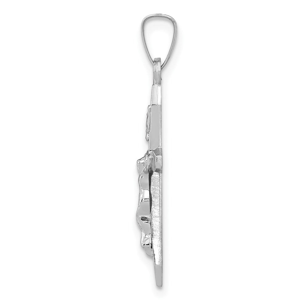FJC Finejewelers 14 kt White Gold Polished INRI Crucifix Cross Charm 27 mm x 13 mm