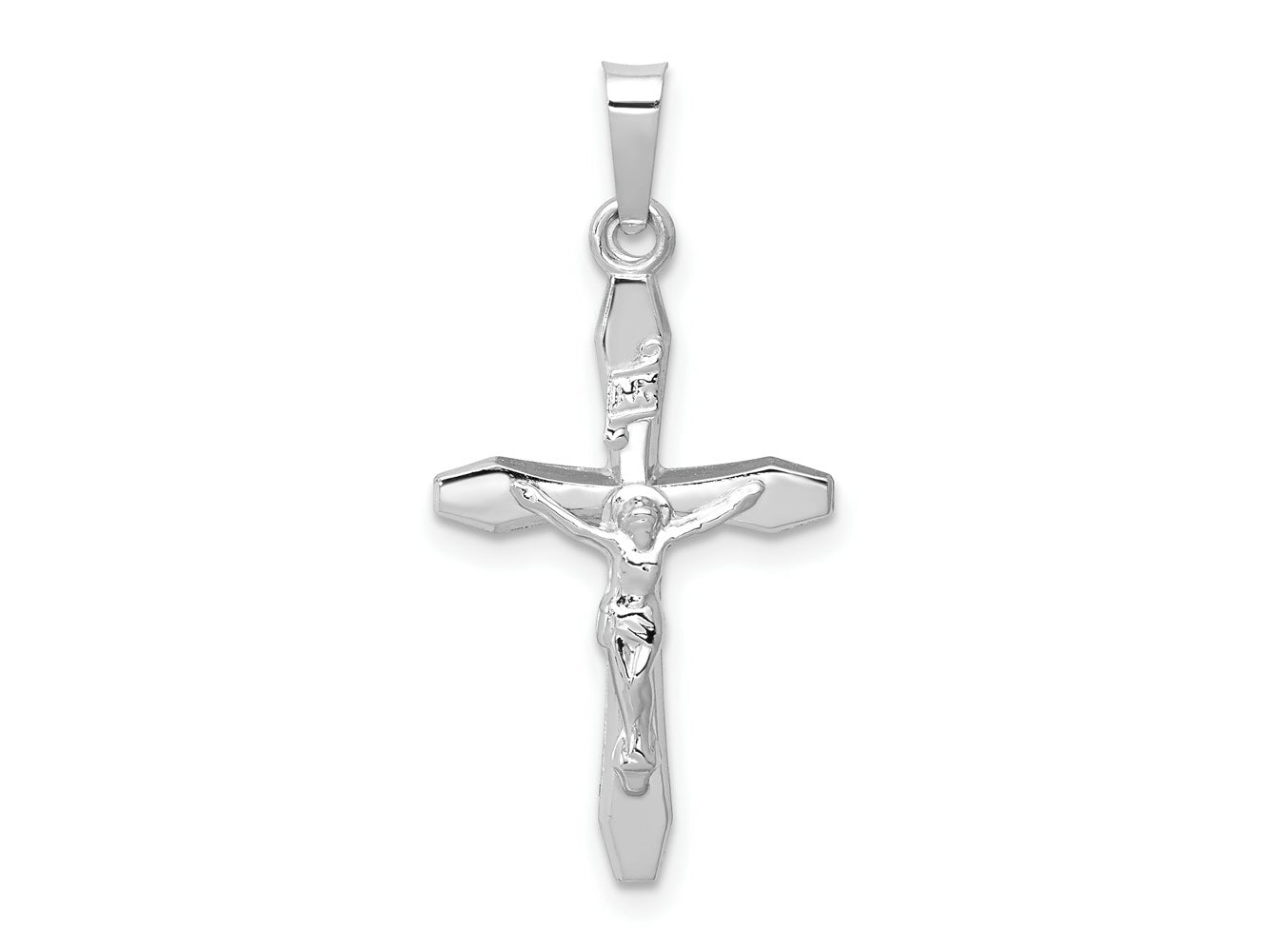 FJC Finejewelers 14 kt White Gold Polished INRI Crucifix Cross Charm 27 mm x 13 mm