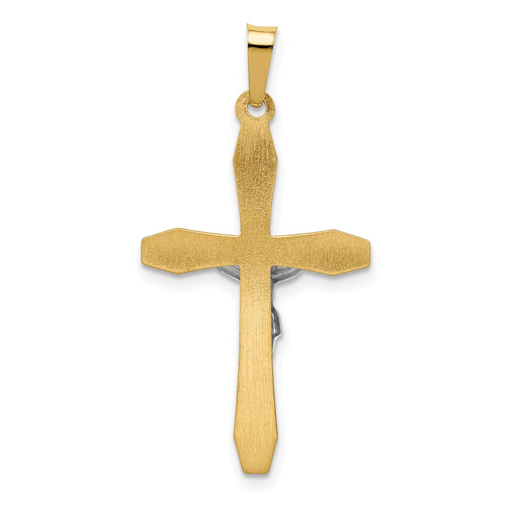 FJC Finejewelers 14 kt Two Tone Gold Polished INRI Crucifix Charm 32 x 17 mm