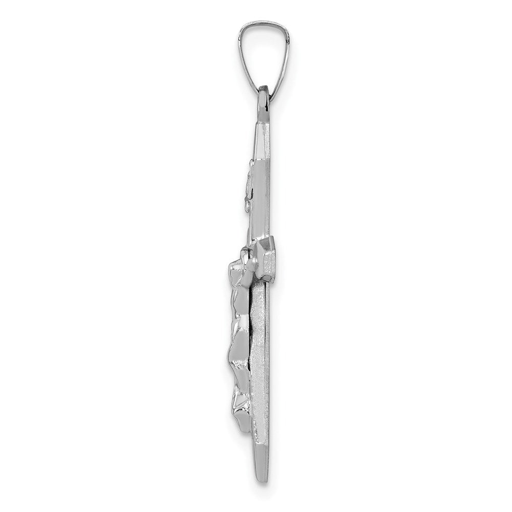 FJC Finejewelers 14 kt White Gold INRI Crucifix Cross Polished Charm 32 mm x 17 mm