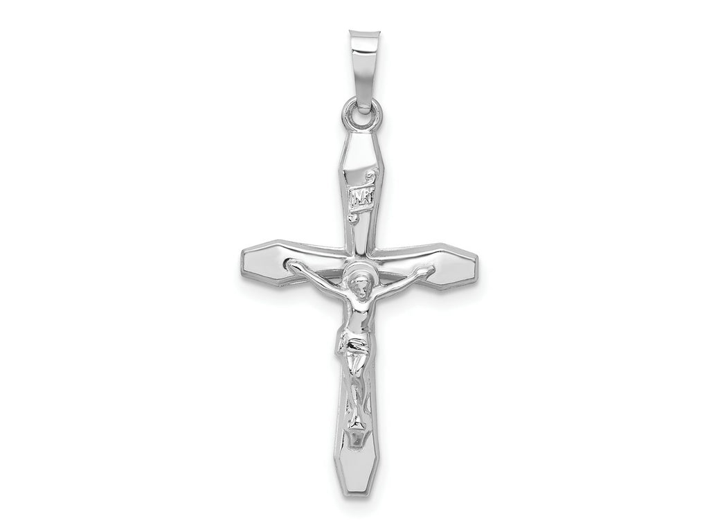 FJC Finejewelers 14 kt White Gold INRI Crucifix Cross Polished Charm 32 mm x 17 mm