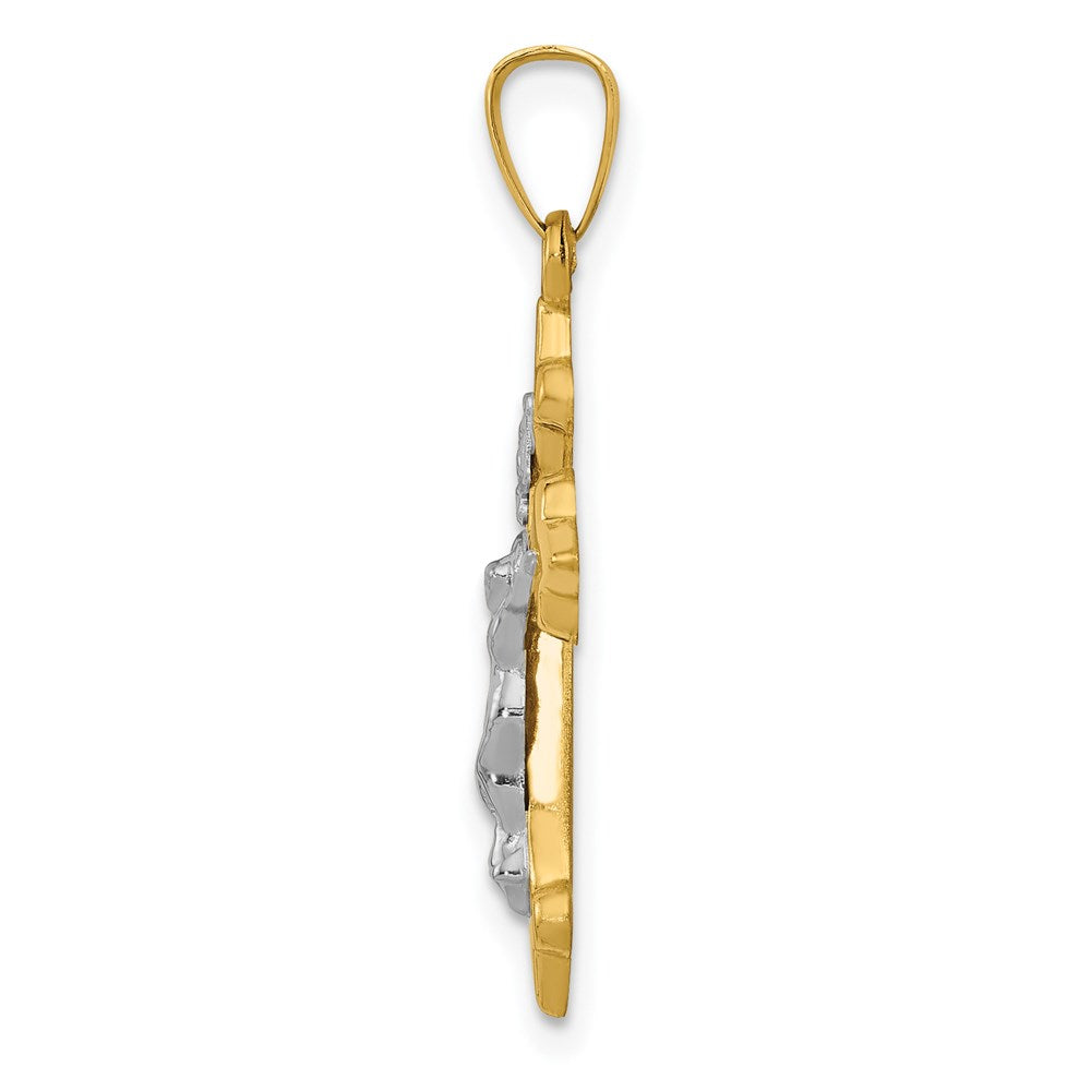 FJC Finejewelers 14 kt Two Tone Gold Polished Fleur de Lis INRI Crucifix Charm 27 x 14 mm