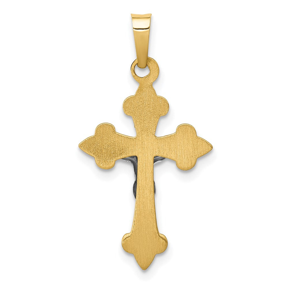 FJC Finejewelers 14 kt Two Tone Gold Polished Fleur de Lis INRI Crucifix Charm 27 x 14 mm