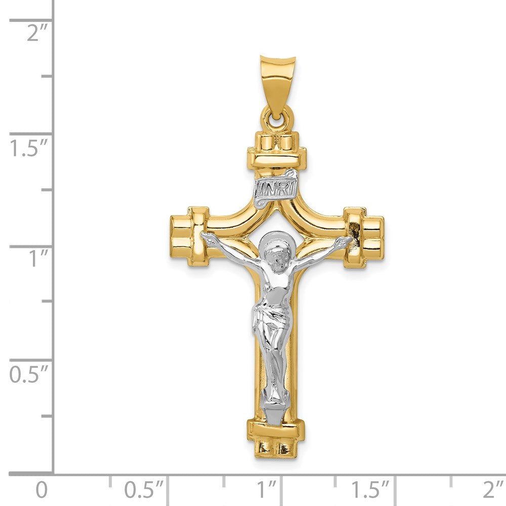 FJC Finejewelers 14 kt Two Tone Gold Polished INRI Crucifix Charm 45 x 24 mm