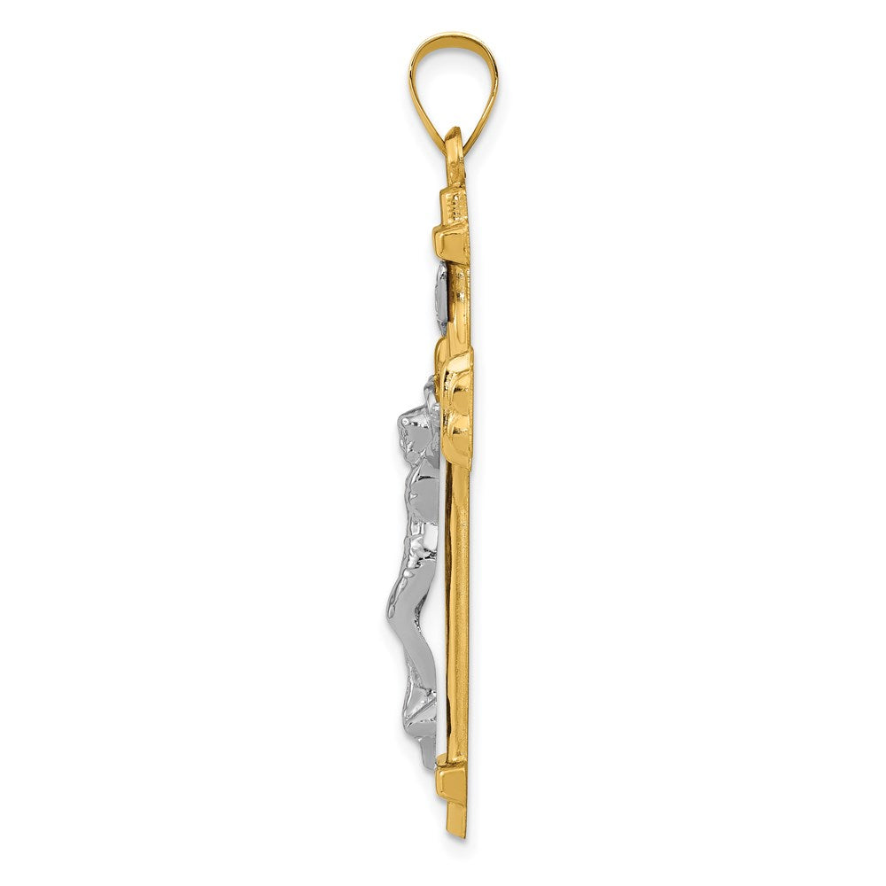 FJC Finejewelers 14 kt Two Tone Gold Polished INRI Crucifix Charm 45 x 24 mm