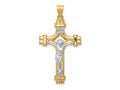 FJC Finejewelers 14 kt Two Tone Gold Polished INRI Crucifix Charm 45 x 24 mm