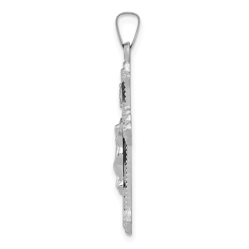 FJC Finejewelers 14 kt White Gold Polished INRI Crucifix Cross Charm 31 mm x 17 mm