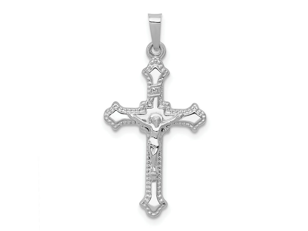FJC Finejewelers 14 kt White Gold Polished INRI Crucifix Cross Charm 31 mm x 17 mm