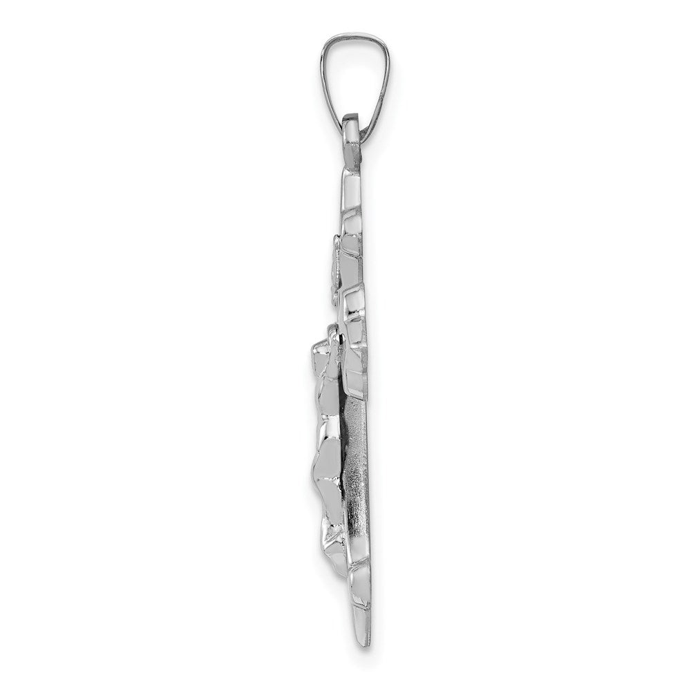 FJC Finejewelers 14 kt White Gold Polished Fleur de Lis Crucifix Cross Charm 32 mm x 18 mm