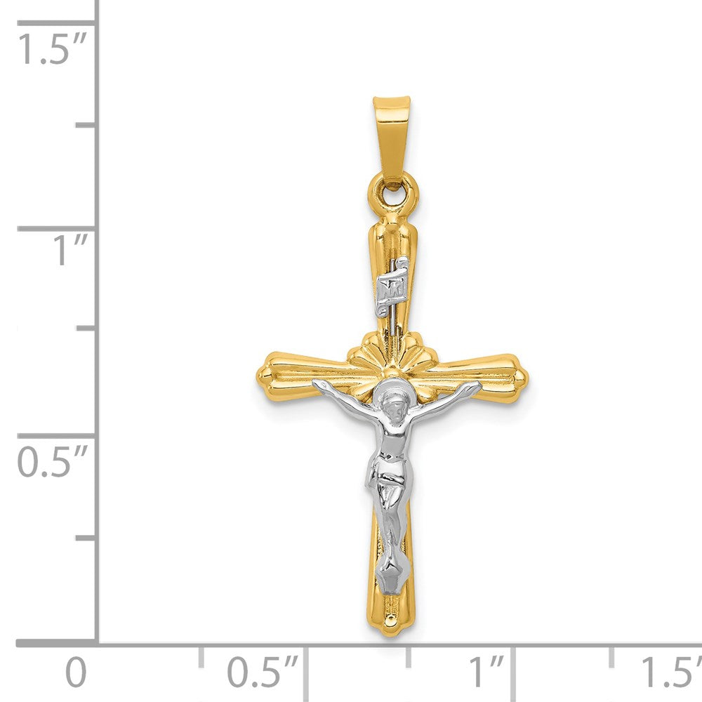 FJC Finejewelers 14 kt Two Tone Gold Polished Inri Crucifix Charm 32 x 17 mm