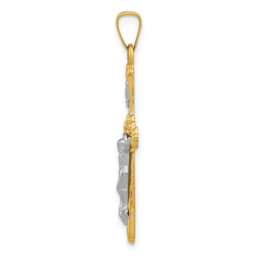 FJC Finejewelers 14 kt Two Tone Gold Polished Inri Crucifix Charm 32 x 17 mm