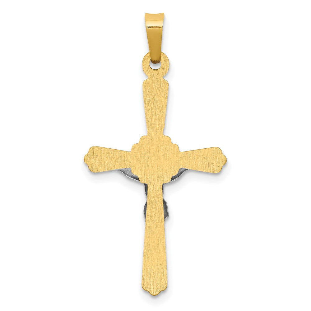 FJC Finejewelers 14 kt Two Tone Gold Polished Inri Crucifix Charm 32 x 17 mm