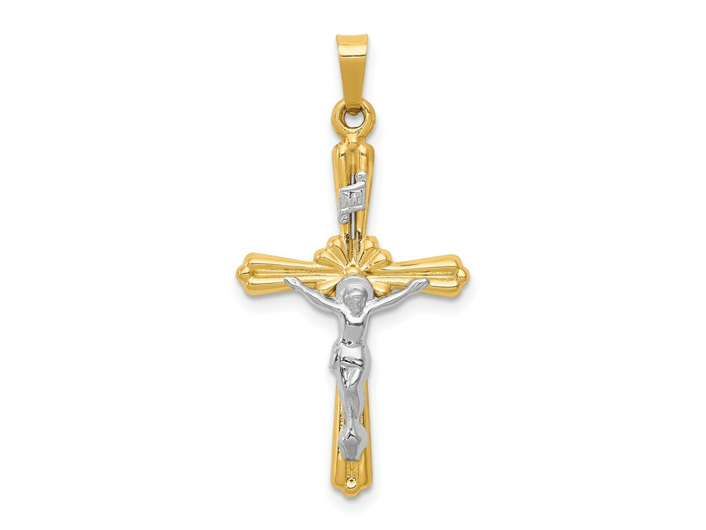 FJC Finejewelers 14 kt Two Tone Gold Polished Inri Crucifix Charm 32 x 17 mm