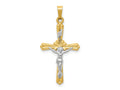 FJC Finejewelers 14 kt Two Tone Gold Polished Inri Crucifix Charm 32 x 17 mm