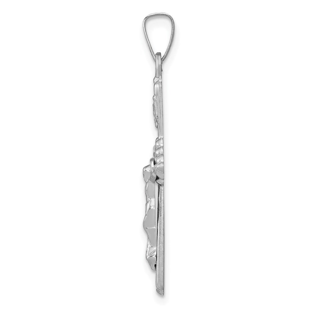 FJC Finejewelers 14 kt White Gold Polished INRI Crucifix Cross Charm 32 mm x 17 mm