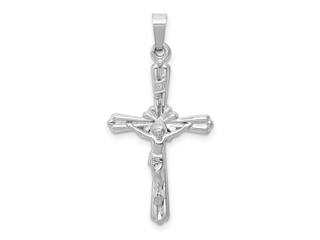 FJC Finejewelers 14 kt White Gold Polished INRI Crucifix Cross Charm 32 mm x 17 mm
