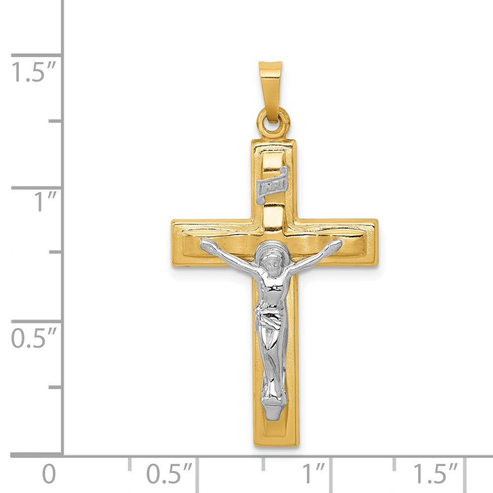 FJC Finejewelers 14 kt Two Tone Gold Polished INRI Crucifix Charm 37 x 20 mm