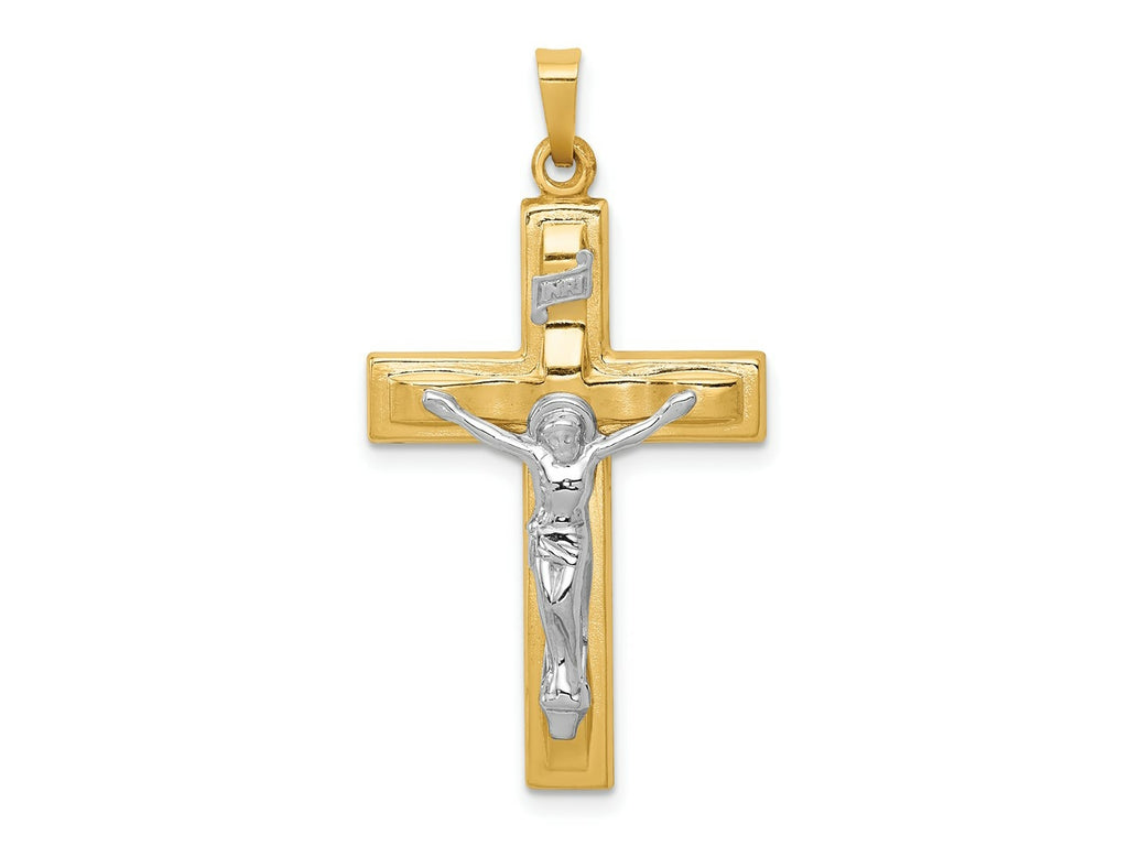 FJC Finejewelers 14 kt Two Tone Gold Polished INRI Crucifix Charm 37 x 20 mm