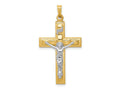 FJC Finejewelers 14 kt Two Tone Gold Polished INRI Crucifix Charm 37 x 20 mm