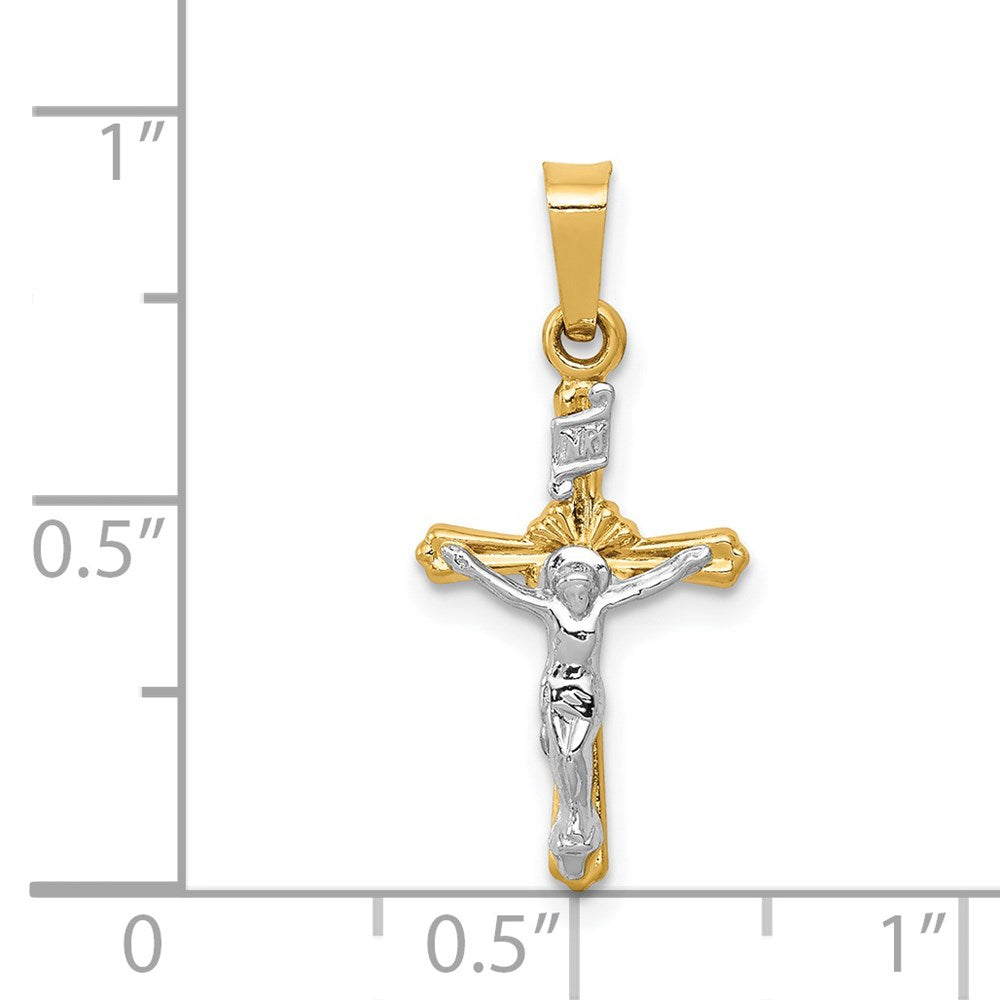 FJC Finejewelers 14 kt Two Tone Gold Polished INRI Crucifix Charm 23 x 11 mm
