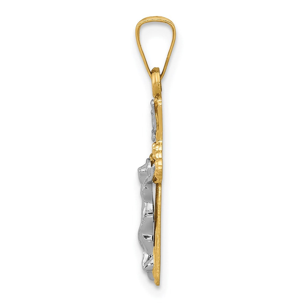 FJC Finejewelers 14 kt Two Tone Gold Polished INRI Crucifix Charm 23 x 11 mm