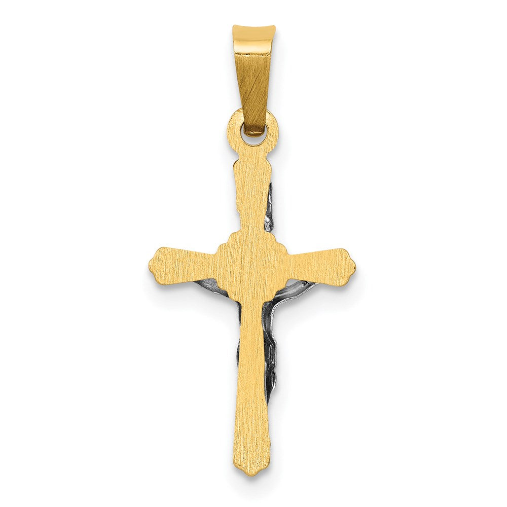 FJC Finejewelers 14 kt Two Tone Gold Polished INRI Crucifix Charm 23 x 11 mm