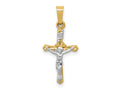 FJC Finejewelers 14 kt Two Tone Gold Polished INRI Crucifix Charm 23 x 11 mm