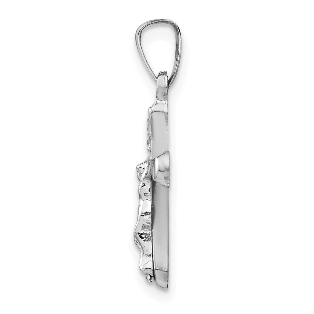 FJC Finejewelers 14 kt White Gold Polished INRI Rounded Crucifix Cross Charm 23 mm x 11 mm