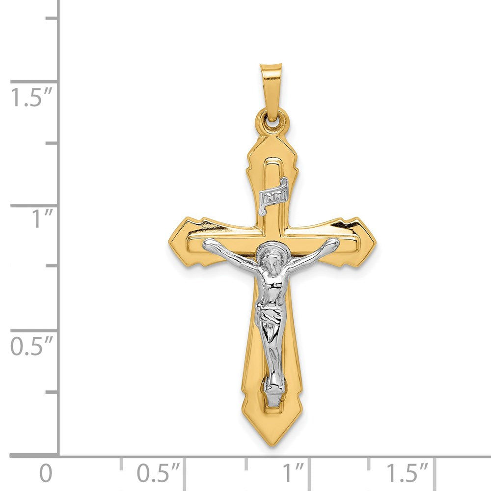 FJC Finejewelers 14 kt Two Tone Gold Polished INRI Crucifix Charm 40 x 22 mm