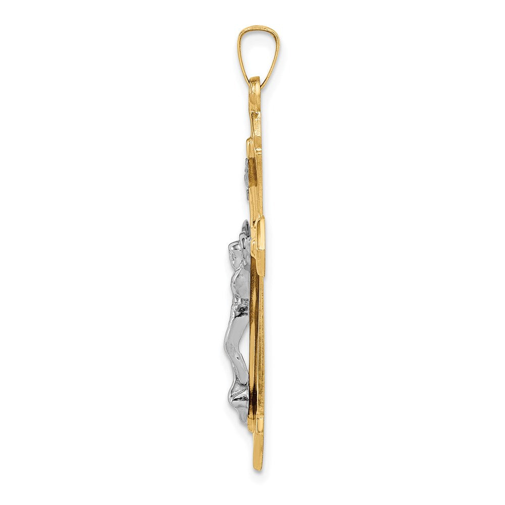 FJC Finejewelers 14 kt Two Tone Gold Polished INRI Crucifix Charm 40 x 22 mm
